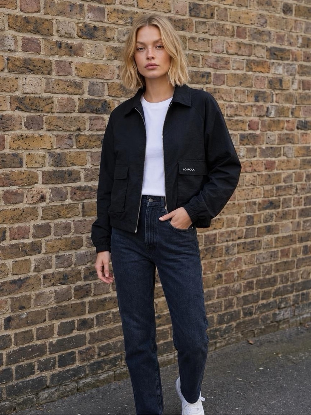 Adanola Windbreaker Bomber Zip-Front Jacket